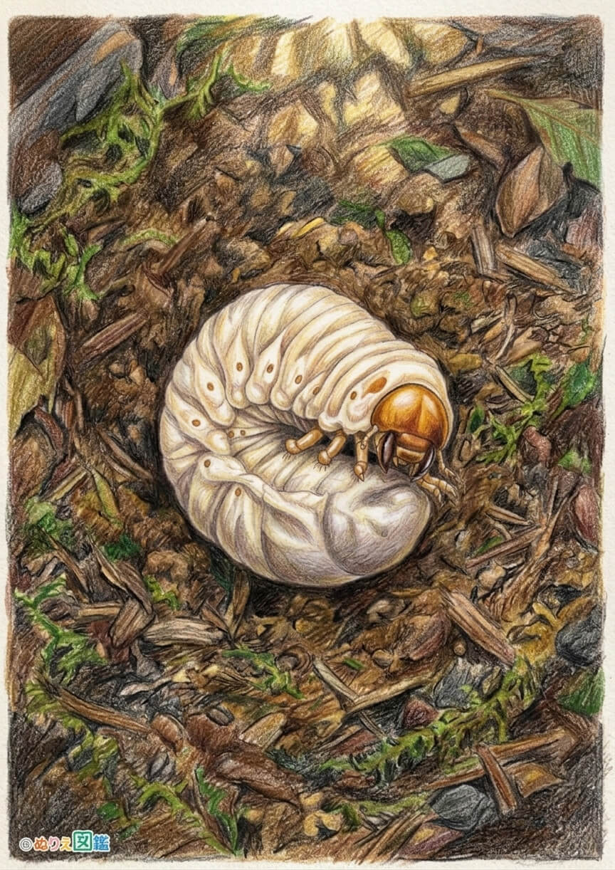 カブトムシ 幼虫のカラーお手本（色見本）