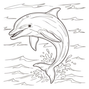 イルカの無料塗り絵イラスト（知育・高齢者レク用）