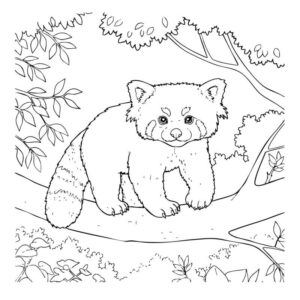 レッサーパンダの無料塗り絵イラスト（知育・高齢者レク用）