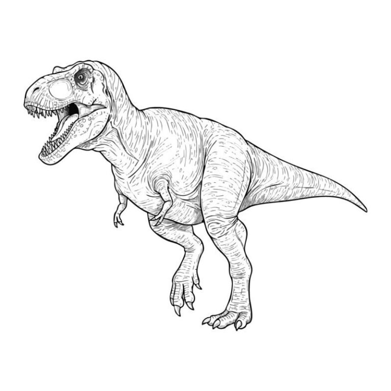 ティラノサウルスの無料塗り絵イラスト（知育・高齢者レク用）