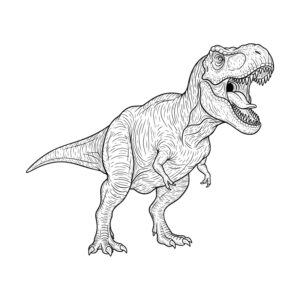 ティラノサウルス４の無料塗り絵イラスト（知育・高齢者レク用）