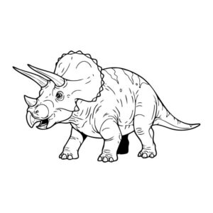 トリケラトプスの無料塗り絵イラスト（知育・高齢者レク用）