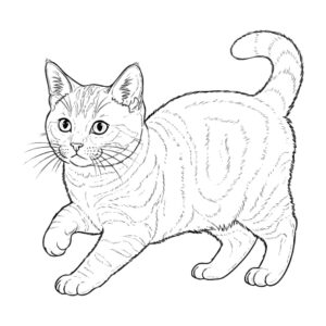 アメリカンショートヘアの無料塗り絵イラスト（知育・高齢者レク用）