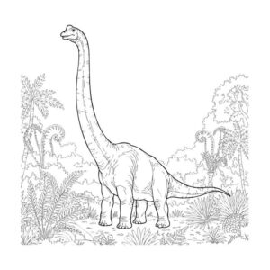 ブラキオサウルスの無料塗り絵イラスト（知育・高齢者レク用）