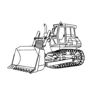 ブルドーザーの無料塗り絵イラスト（知育・高齢者レク用）