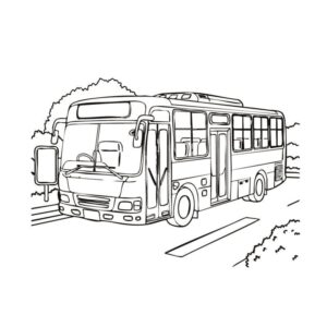 バスの無料塗り絵イラスト（知育・高齢者レク用）