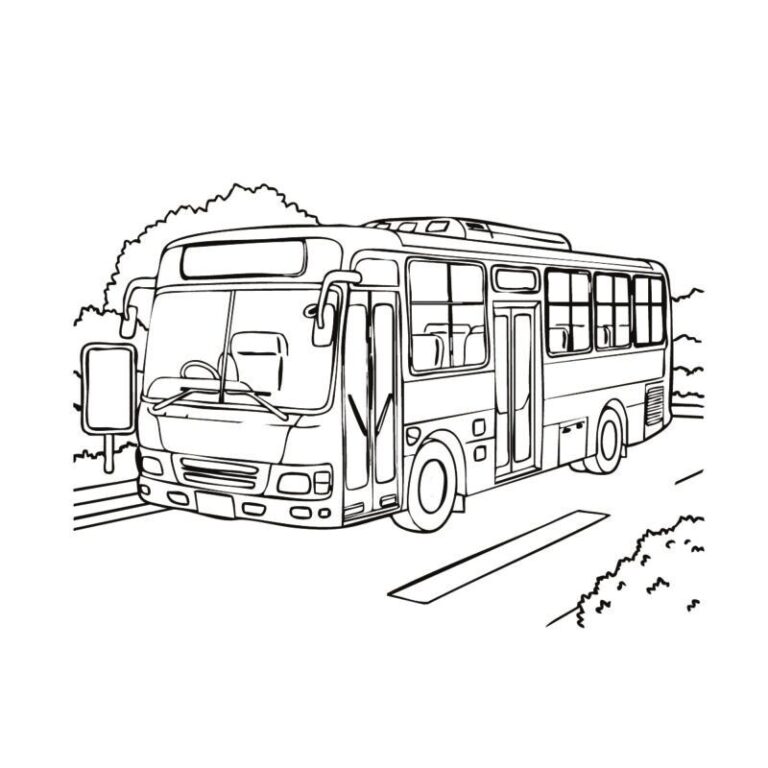 バスの無料塗り絵イラスト（知育・高齢者レク用）