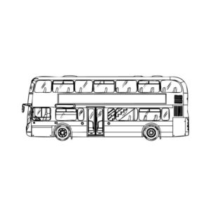 ２階建てバスの無料塗り絵イラスト（知育・高齢者レク用）