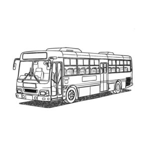 バスの無料塗り絵イラスト（知育・高齢者レク用）
