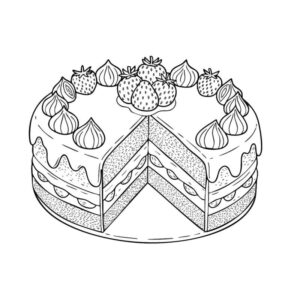 ケーキの無料塗り絵イラスト（知育・高齢者レク用）