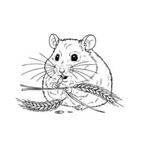 ジャンガリアンハムスターの無料塗り絵イラスト（知育・高齢者レク用）
