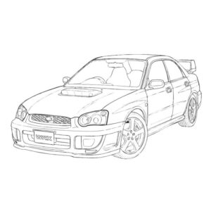 インプレッサWRXの無料塗り絵イラスト（知育・高齢者レク用）