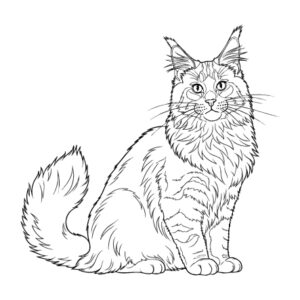 メインクーンの無料塗り絵イラスト（知育・高齢者レク用）