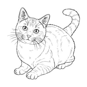 猫 雑種（ミックス）の無料塗り絵イラスト（知育・高齢者レク用）