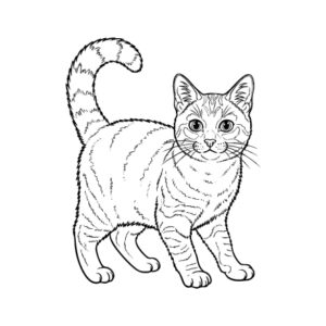 猫 雑種２の無料塗り絵イラスト（知育・高齢者レク用）