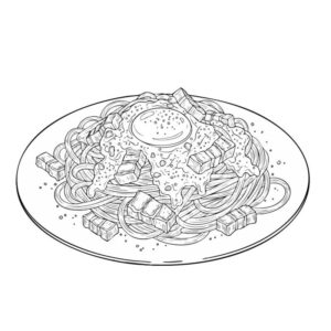 スパゲッティの無料塗り絵イラスト（知育・高齢者レク用）