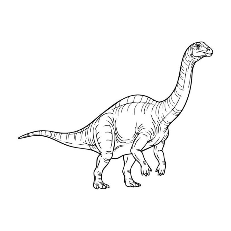 プラテオサウルスの無料塗り絵イラスト（知育・高齢者レク用）
