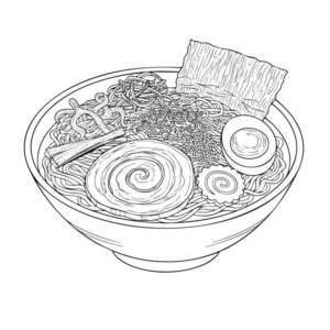 ラーメンの無料塗り絵イラスト（知育・高齢者レク用）
