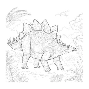 ステゴサウルスの無料塗り絵イラスト（知育・高齢者レク用）