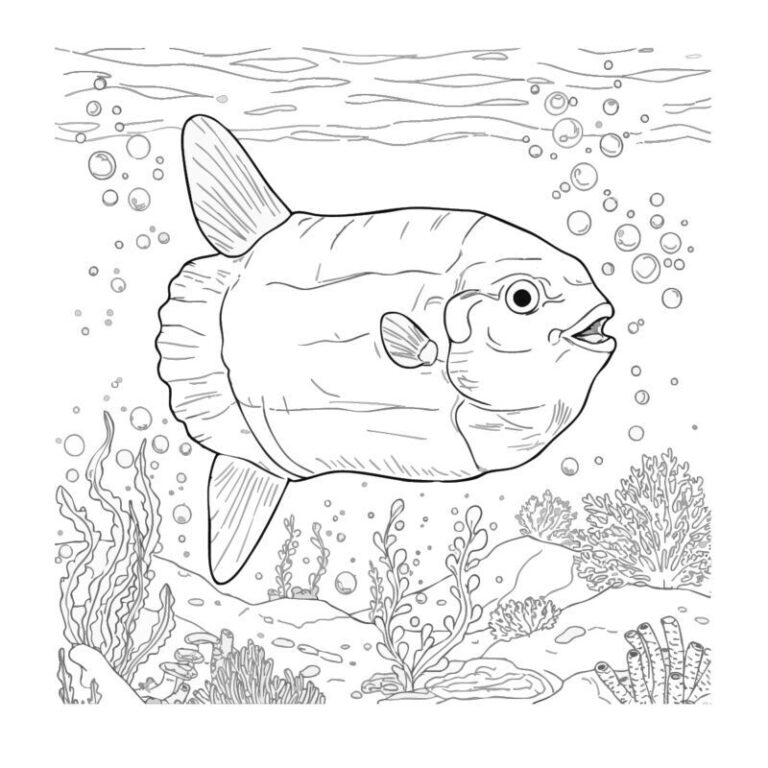 Free printable Ocean sunfish coloring page