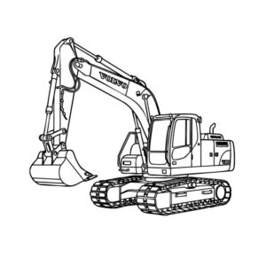 ショベルカーの無料塗り絵イラスト（知育・高齢者レク用）
