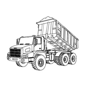 ダンプカーの無料塗り絵イラスト（知育・高齢者レク用）