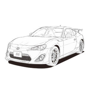 86（ハチロク）の無料塗り絵イラスト（知育・高齢者レク用）
