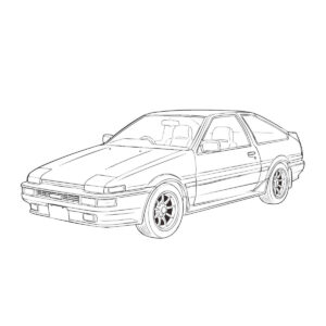 AE86の無料塗り絵イラスト（知育・高齢者レク用）