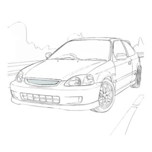 EK9(初代)の無料塗り絵イラスト（知育・高齢者レク用）