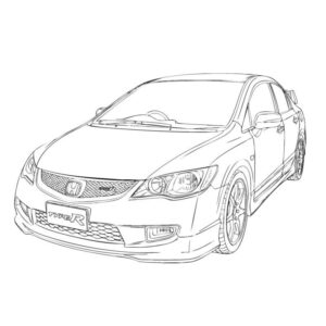 FD2(３代目)の無料塗り絵イラスト（知育・高齢者レク用）