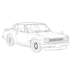 初代　KPGC10型の無料塗り絵イラスト（知育・高齢者レク用）