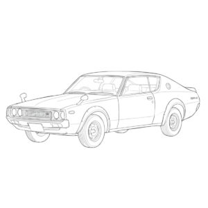 ２代目　KPGC110型の無料塗り絵イラスト（知育・高齢者レク用）