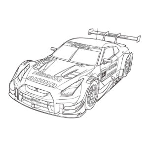 NISMO GT500仕様（レーシングカー）の無料塗り絵イラスト（知育・高齢者レク用）