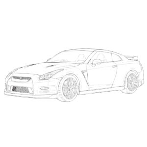 ６代目　R35型の無料塗り絵イラスト（知育・高齢者レク用）