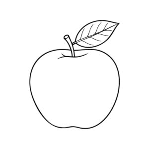 リンゴの無料塗り絵イラスト（知育・高齢者レク用）