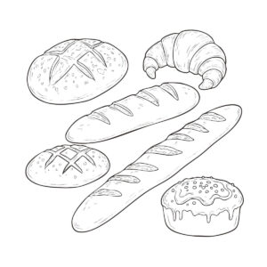 パンの無料塗り絵イラスト（知育・高齢者レク用）