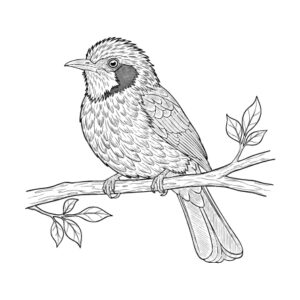 Free printable Brown-eared bulbul coloring page