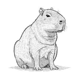 カピバラ２の無料塗り絵イラスト（知育・高齢者レク用）