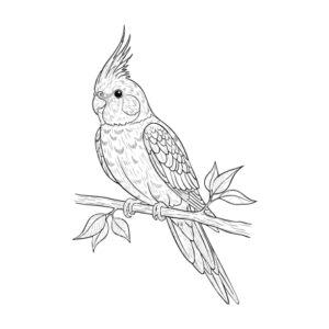 オカメインコの無料塗り絵イラスト（知育・高齢者レク用）