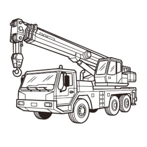 クレーン車の無料塗り絵イラスト（知育・高齢者レク用）