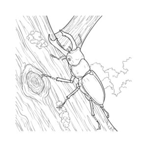 Free printable Flat stag beetle coloring page