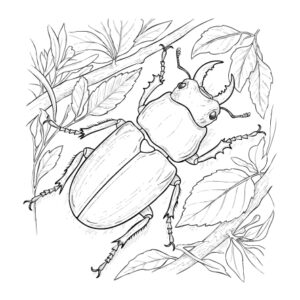 ヒラタクワガタ（メス）の無料塗り絵イラスト（知育・高齢者レク用）