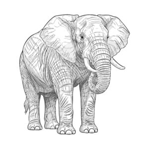 アフリカゾウの無料塗り絵イラスト（知育・高齢者レク用）
