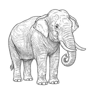像（ゾウ）の無料塗り絵イラスト（知育・高齢者レク用）