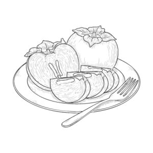 Free printable Japanese persimmon 2 coloring page