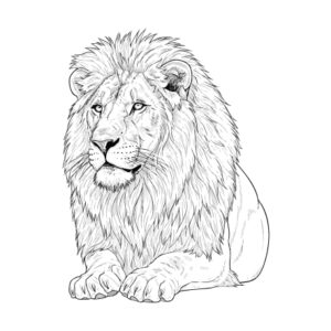 ライオンの無料塗り絵イラスト（知育・高齢者レク用）