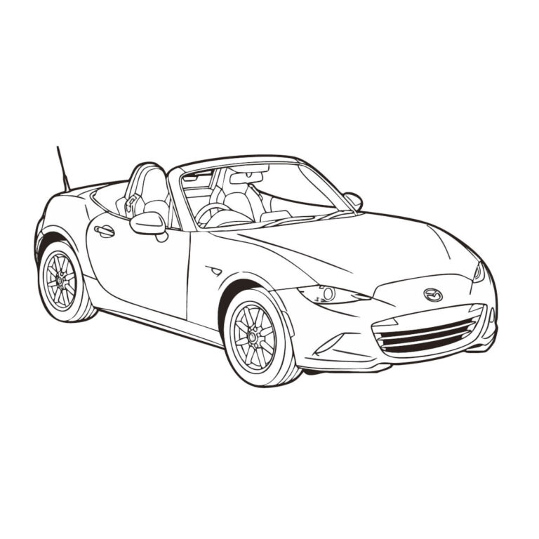 ロードスターの無料塗り絵イラスト（知育・高齢者レク用）