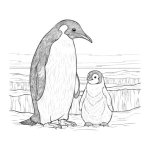 ペンギンの無料塗り絵イラスト（知育・高齢者レク用）