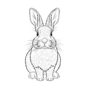 うさぎの無料塗り絵イラスト（知育・高齢者レク用）