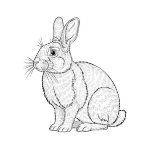 うさぎ２の無料塗り絵イラスト（知育・高齢者レク用）